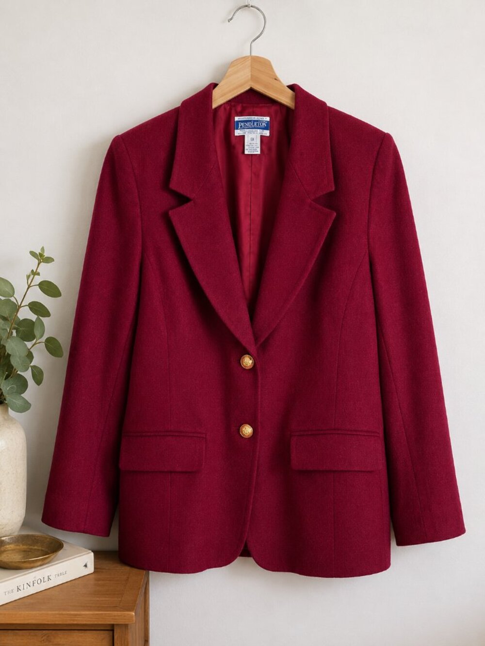 Pendleton Vintage Red Virgin Wool Blazer Gold Button USA Size 10 - Picture 11 of 12